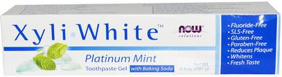 Now Foods, Solutions, XyliWhite, Toothpaste Gel, Platinum Mint, 6.4 oz (181 g) ,حمام، الجمال، العناية بالفم عن طريق الفم، إكسيليتول العناية بالفم، معجون الأسنان