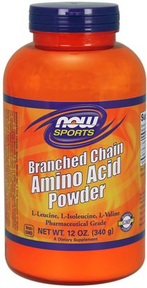 Now Foods, Sports, Branched Chain Amino Acid Powder, 12 oz (340 g) ,والمكملات، والأحماض الأمينية، بكا (متفرعة سلسلة الأحماض الأمينية)، وتركيبات الأحماض الأمينية