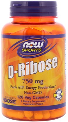Now Foods, Sports, D-Ribose, 750 mg, 120 Veg Capsules ,الرياضة، د ريبوز