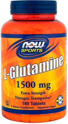 Now Foods, Sports, L-Glutamine, 1,500 mg, 180 Tablets ,والمكملات، والأحماض الأمينية، ل الجلوتامين، وأقراص الجلوتامين ل