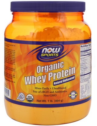 Now Foods, Sports, Organic Whey Protein, Natural Unflavored, 1 lb (454 g) ,المكملات الغذائية، بروتين مصل اللبن، بروتين مصل اللبن أونديناتوريد