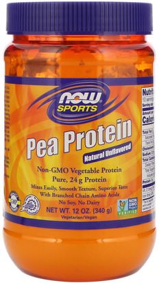 Now Foods, Sports, Pea Protein, Natural Unflavored, 12 oz (340 g) ,المكملات الغذائية، البروتين، بروتين البازلاء