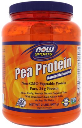Now Foods, Sports, Pea Protein, Natural Unflavored, 2 lbs (907 g) ,المكملات الغذائية، البروتين، بروتين البازلاء