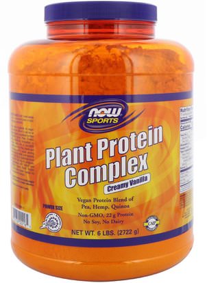 Now Foods, Sports, Plant Protein Complex, Creamy Vanilla, 6 lbs (2722 g) ,والمكملات الغذائية، والبروتين