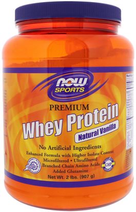 Now Foods, Sports, Premium Whey Protein, Natural Vanilla, 2 lbs (907 g) ,المكملات الغذائية، بروتين مصل اللبن، الأحماض الأمينية، ل سيرين