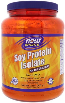 Now Foods, Sports, Soy Protein Isolate, Powder, Natural Chocolate, 2 lbs (907 g) ,والمكملات الغذائية، ومنتجات الصويا، بروتين الصويا
