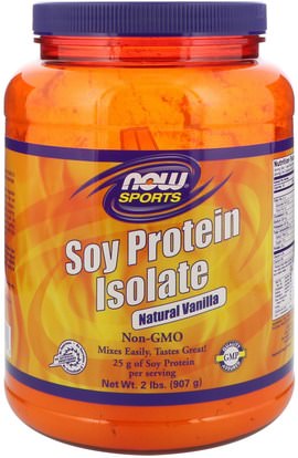 Now Foods, Sports, Soy Protein Isolate, Powder, Natural Vanilla, 2 lbs (907 g) ,والمكملات الغذائية، ومنتجات الصويا، بروتين الصويا
