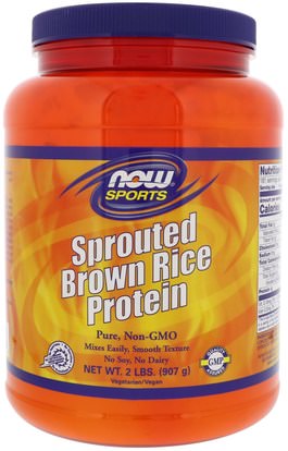 Now Foods, Sports, Sprouted Brown Rice Protein, Unflavored, 2 lbs (907 g) ,المكملات الغذائية، البروتين، مسحوق بروتين الأرز
