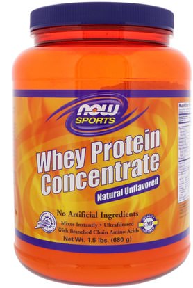 Now Foods, Sports, Whey Protein Concentrate, Natural Unflavored, 1.5 lbs (680 g) ,المكملات الغذائية، بروتين مصل اللبن