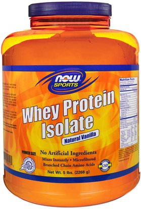 Now Foods, Sports, Whey Protein Isolate, Natural Vanilla, 5 lbs. (2268 g) ,المكملات الغذائية، بروتين مصل اللبن