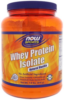 Now Foods, Sports, Whey Protein Isolate, Powder, Natural Vanilla, 1.8 lbs (816 g) ,المكملات الغذائية، بروتين مصل اللبن