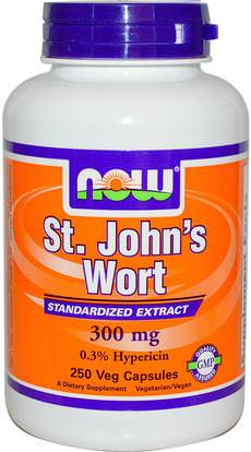 Now Foods, St. Johns Wort, 300 mg, 250 Veg Capsules ,الأعشاب، الشارع. جونز، ورت