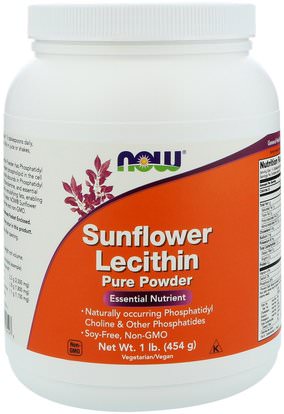 Now Foods, Sunflower Lecithin, Pure Powder, 1 lb (454 g) ,المكملات الغذائية، الليسيثين