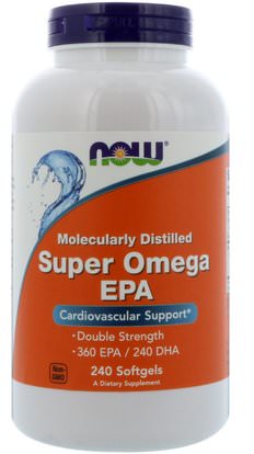 Now Foods, Super Omega EPA, Molecularly Distilled, 240 Softgels ,المكملات الغذائية، إيفا أوميجا 3 6 9 (إيبا دا)، زيت السمك، سوفتغيلس زيت السمك
