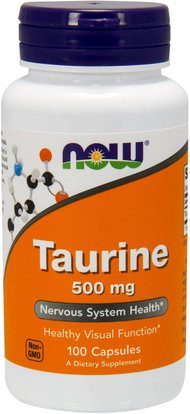 Now Foods, Taurine, 500 mg, 100 Capsules ,المكملات الغذائية، والأحماض الأمينية، التورين