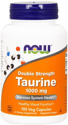 Now Foods, Taurine, Double Strength, 1,000 mg, 100 Veg Capsules ,المكملات الغذائية، والأحماض الأمينية، التورين