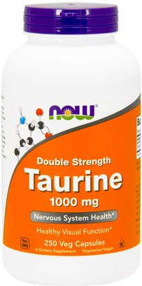Now Foods, Taurine, Double Strength, 1,000 mg, 250 Veg Capsules ,المكملات الغذائية، والأحماض الأمينية، التورين