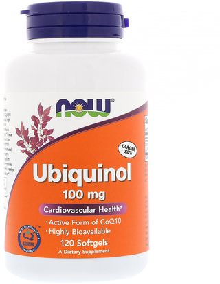 Now Foods, Ubiquinol, 100 mg, 120 Softgels ,المكملات الغذائية، مضادات الأكسدة، أوبيكينول خ، أوبيكينول coq10