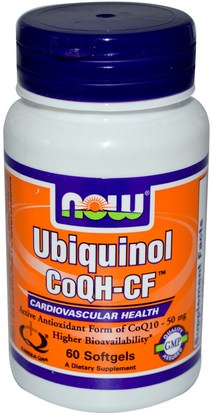 Now Foods, Ubiquinol CoQH-CF, 60 Softgels ,المكملات الغذائية، مضادات الأكسدة، أوبيكينول خ