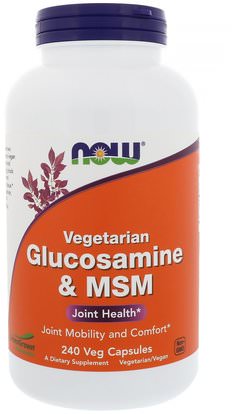 Now Foods, Vegetarian Glucosamine & MSM, 240 Veg Capsules ,المكملات الغذائية، الجلوكوزامين