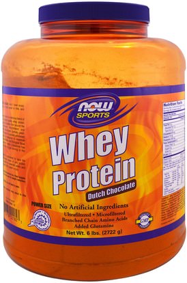 Now Foods, Whey Protein, Dutch Chocolate, 6 lbs (2722 g) ,والرياضة، والمكملات الغذائية، بروتين مصل اللبن