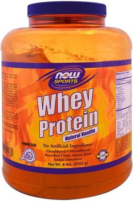 Now Foods, Whey Protein, Natural Vanilla, 6 lbs (2722 g) ,والرياضة، والمكملات الغذائية، بروتين مصل اللبن