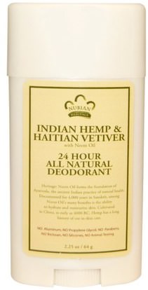 Nubian Heritage, 24 Hour All Natural Deodorant, Indian Hemp & Haitian Vetiver with Neem Oil, 2.25 oz (64 g) ,حمام، الجمال، مزيل العرق