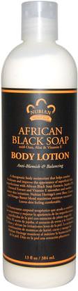 Nubian Heritage, Body Lotion, African Black Soap, 13 fl oz (384 ml) ,الجمال، حمض الساليسيليك، غسول الجسم