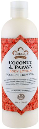 Nubian Heritage, Body Lotion, Coconut & Papaya, 13 fl oz (384 ml) ,حمام، الجمال، غسول الجسم