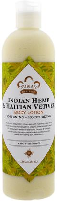 Nubian Heritage, Body Lotion, Indian Hemp & Haitian Vetiver, 13 fl oz (384 ml) ,حمام، الجمال، أوميغا، حمم، غسول الجسم