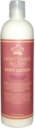Nubian Heritage, Body Lotion, Soothing & Hydrating, Goats Milk & Chai, 13 fl oz (384 ml) ,حمام، الجمال، غسول الجسم