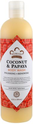 Nubian Heritage, Body Wash, Coconut & Papaya, 13 fl oz (384 ml) ,حمام، الجمال، هلام الاستحمام