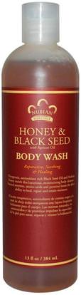 Nubian Heritage, Body Wash, Honey & Black Seed, 13 fl oz (384 ml) ,الأعشاب، البذور السوداء، هلام الاستحمام