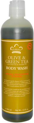 Nubian Heritage, Body Wash, Olive & Green Tea, 13 fl oz (384 ml) ,حمام، الجمال، هلام الاستحمام