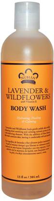 Nubian Heritage, Body Wash, Lavender & Wildflowers, 13 fl oz (384 ml) ,حمام، الجمال، هلام الاستحمام