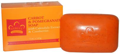 Nubian Heritage, Carrot & Pomegranate Soap, 5 oz (141 g) ,الجمال، العناية بالوجه، نوع البشرة مكافحة الشيخوخة الجلد، حمام، الصابون