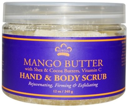 Nubian Heritage, Hand & Body Scrub, Mango Butter, 12 oz (340 g) ,حمام، الجمال، فرك الجسم، الصابون، اليد الدعك