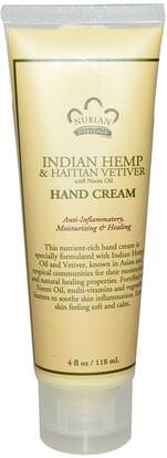 Nubian Heritage, Hand Cream, Indian Hemp & Haitian Vetiver, 4 fl oz (118 ml) ,حمام، الجمال، كريمات اليد