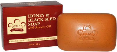 Nubian Heritage, Honey & Black Seed Soap, 5 oz (141 g) ,حمام، الجمال، الصابون