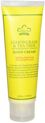 Nubian Heritage, Lemongrass & Tea Tree Hand Cream, 4 fl oz (118 ml) ,حمام، الجمال، كريمات اليد