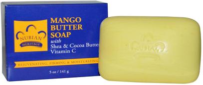 Nubian Heritage, Mango Butter Bar Soap, 5 oz (142 g) ,حمام، الجمال، الصابون، زبدة الشيا