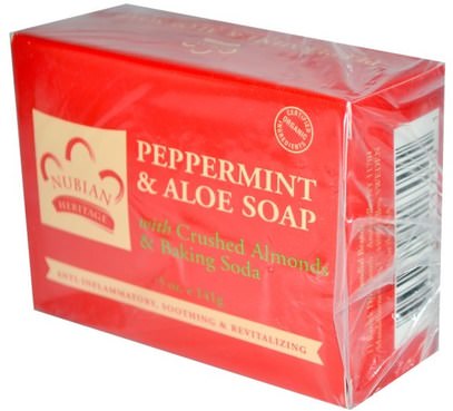 Nubian Heritage, Peppermint & Aloe Soap, 5 oz (141 g) ,حمام، الجمال، الصابون