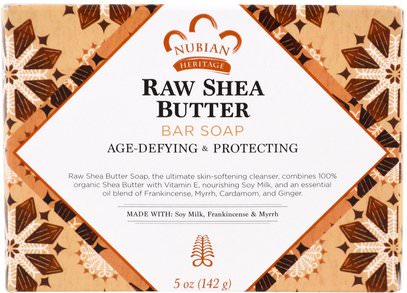 Nubian Heritage, Raw Shea Butter Soap, Age-Defying & Protecting, 5 oz (142 g) ,حمام، الجمال، الصابون، زبدة الشيا