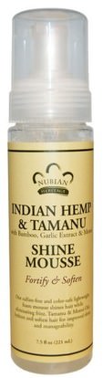 Nubian Heritage, Shine Mousse, Indian Hemp & Tamanu with Bamboo, Garlic Extract & Monoi, 7.5 fl oz (221 ml) ,حمام، الجمال، تصفيف الشعر هلام