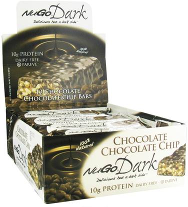 NuGo Nutrition, Organic Protein Bars, Dark Chocolate Chip, 12 Bars, 1.76 oz (50 g) Each ,والرياضة، والبروتين أشرطة