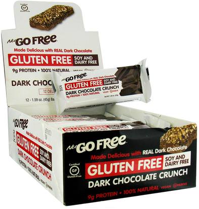 NuGo Nutrition, NuGo Free, Gluten Free, Dark Chocolate Crunch, 12 Bars, 1.59 oz (45 g) Each ,الطعام، الوجبات الخفيفة، الوجبات الصحية الصحية، المكملات الغذائية، الحانات الغذائية