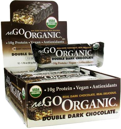 NuGo Nutrition, Organic Protein Bars, Double Dark Chocolate, 12 Bars, 1.76 oz (50 g) Each ,والرياضة، والبروتين أشرطة