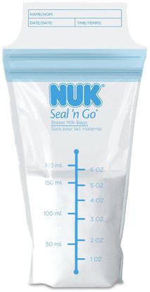 NUK, Seal n Go, Breast Milk Bags, 100 Pre-Sterilized Storage Bags, 6 oz (180 ml) Each ,صحة الطفل، تغذية الطفل، الرضاعة الطبيعية، أطفال الأطعمة