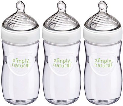 NUK, Simply Natural, Bottles, 1+ Months, Medium, 3 Pack, 9 oz (270 ml) Each ,صحة الطفل، تغذية الطفل
