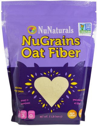 NuNaturals, NuGrains, Oat Fiber, 1 lb (454 g) ,المكملات الغذائية، والألياف